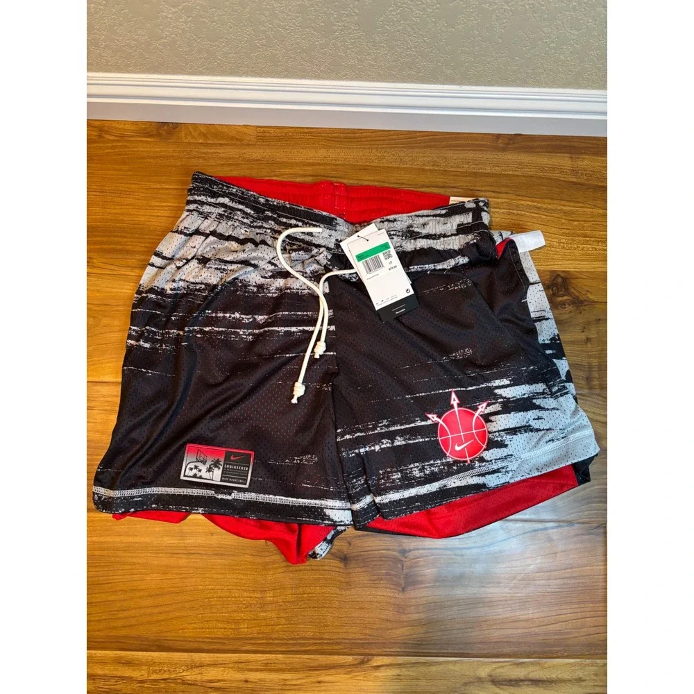 Nike Basketball Shorts Mens XL Black Red Reversible DV9607-010